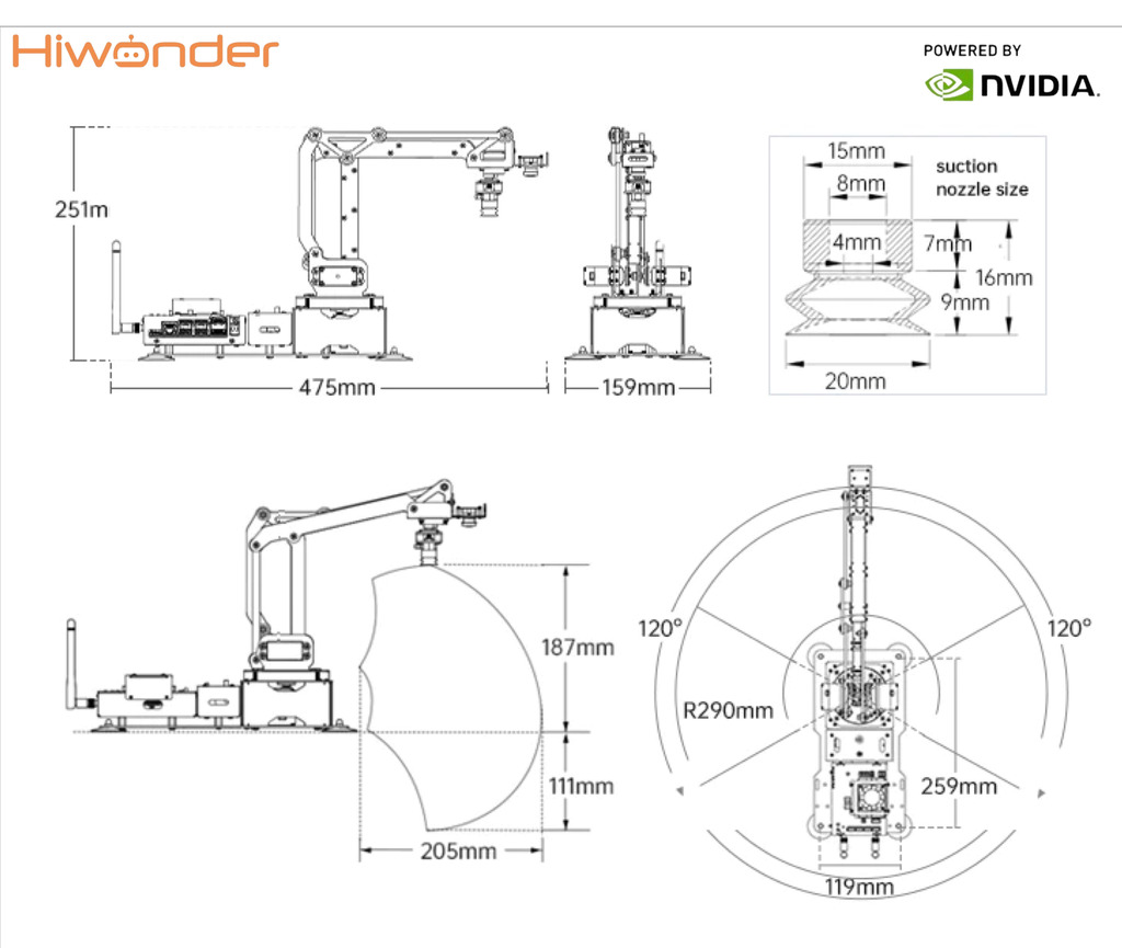 Imagen de Hiwonder JetMax Advanced Kit NVIDIA JETSON NANO Robot Arm Open Source Vision Recognition Program Robot with Electric Sliding Rail Support ROS Python