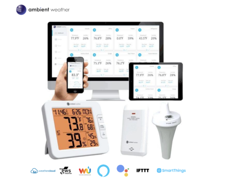 Ambient Weather Estação Meteorológica WiFi Controle Remoto para Piscinas e SPA com Termômetro Flutuante + Higrômetro Sem Fio Externo/Interno Compatível com Alexa