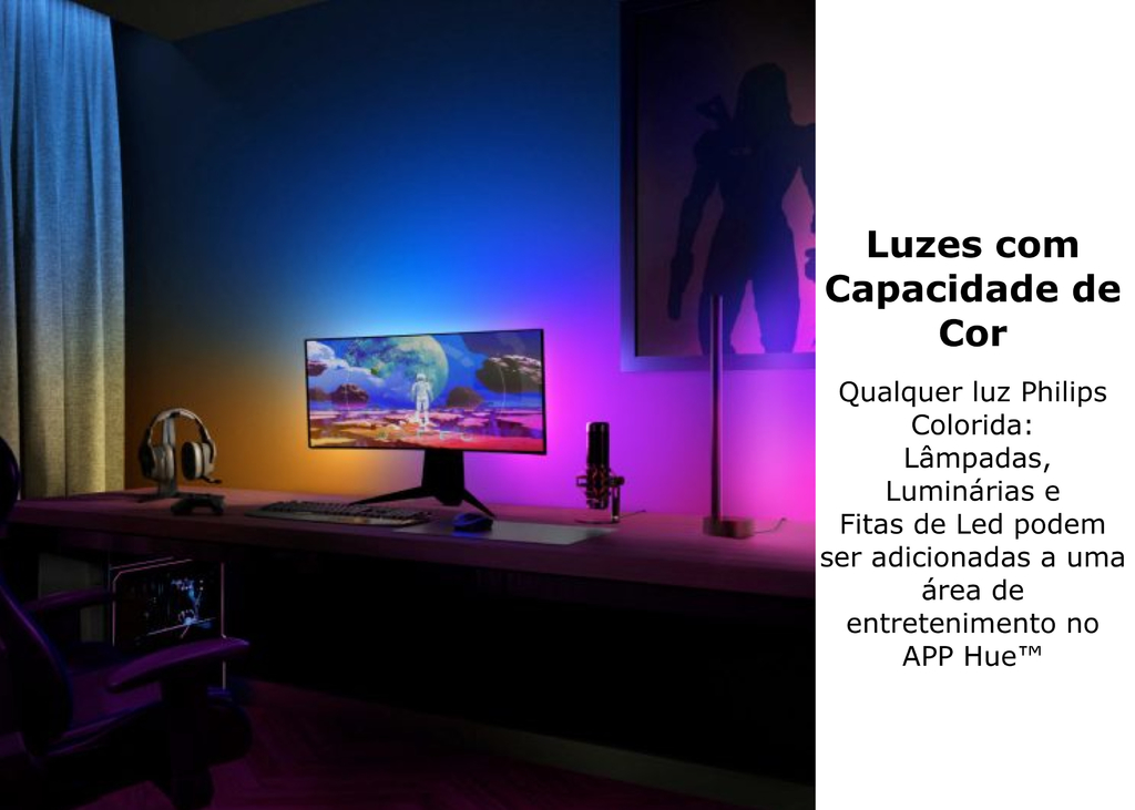 Imagem do Philips Hue Play Gradient Lightstrip Fita de LED Para Monitores PC e Mac 32" até 34"