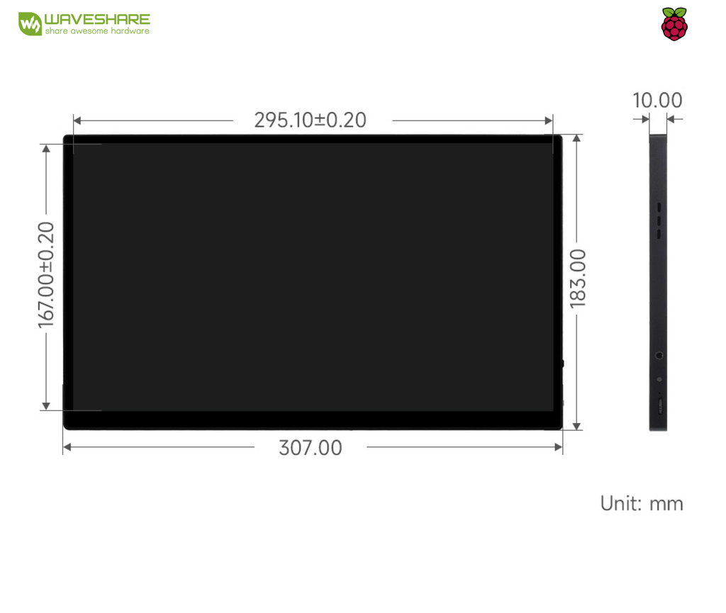 WaveShare Display 13.3" 2K AMOLED Touch, 2560×1440, HDMI/Type-C Display Interface, Optical Bonding Toughened Glass Panel, Metal Case , Raspverry Pi , Jetson Nano , Jetson NX