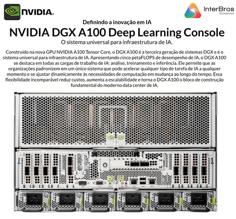 Imagem do NVIDIA DGX A100 320GB, 8x GPUs A100 80GB, 5 petaFLOPs