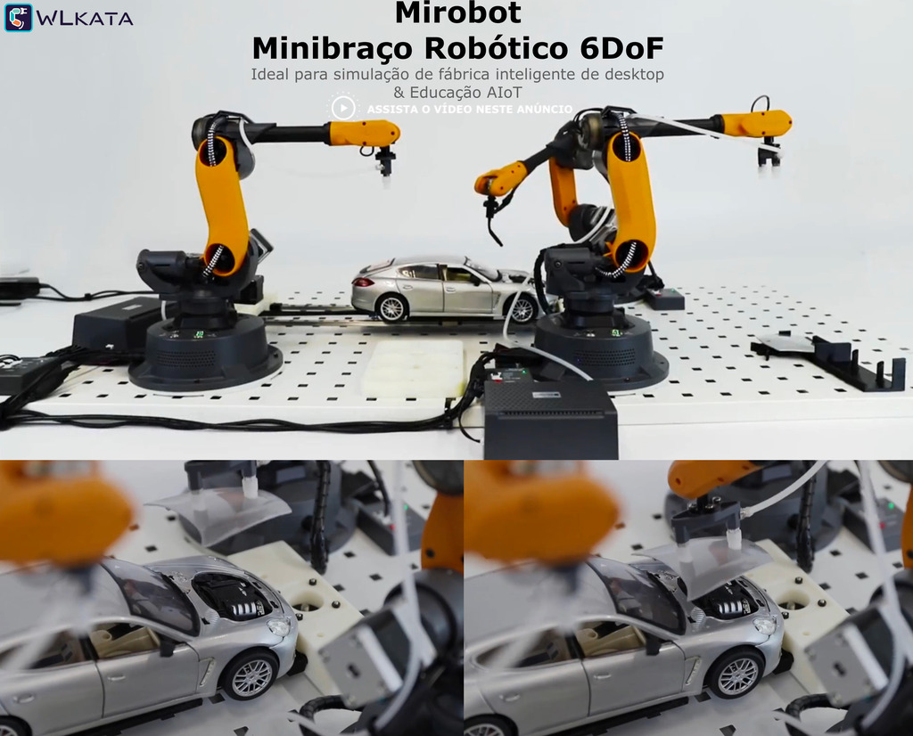 Wlkata Mirobot Professional Kit , 6 Axis Robotic Arm Open Source Dev Kit, Simulação de Fábrica 4.0 Inteligente & Educação AIoT , +5 anos , New , Upgraded na internet