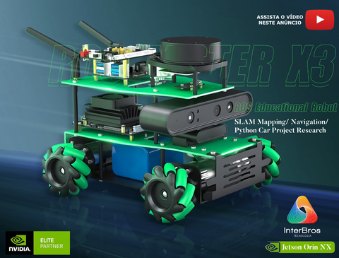 Yahboom ROSMASTER X3 ROS2 Robot with Mecanum Wheel, NVIDIA Módulo Jetson Orin NX 8GB , ORIN NANO ou Raspberry Pi - buy online