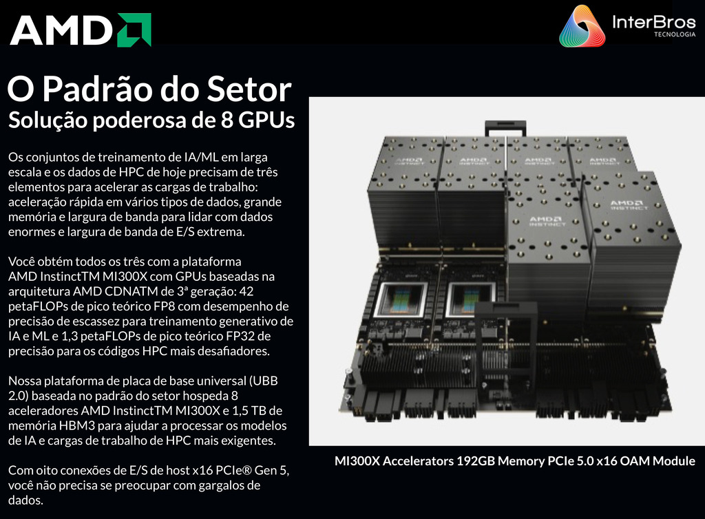 AMD Instinct MI300X Platform 1.5TB HBM3 , 100-300000069H - Loja do Jangão - InterBros