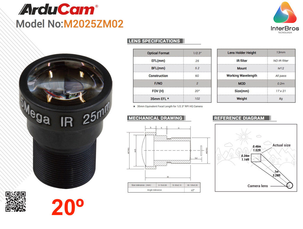 Arducam M12 Lens Kit 6 for Raspberry Pi High Quality IMX477 Camera, Fisheye , Wide Angle , Telephoto M12 Camera Lenses with Lens Adapter LK003 - Loja do Jangão - InterBros