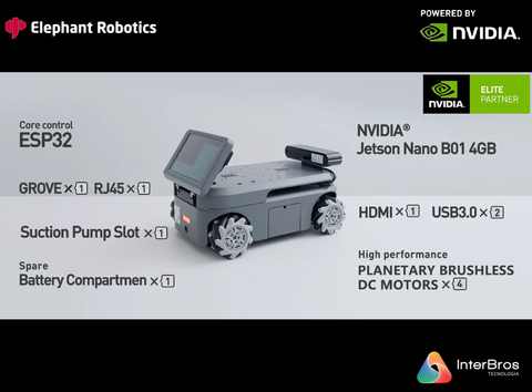 Elephant Robotics MyAGV 2023 , NVIDIA Jetson Nano ou Raspberry Pi , Autonomous Navigation Smart 4-Wheel Drive Vehicle , Educacional , Industrial , +8 anos - online store