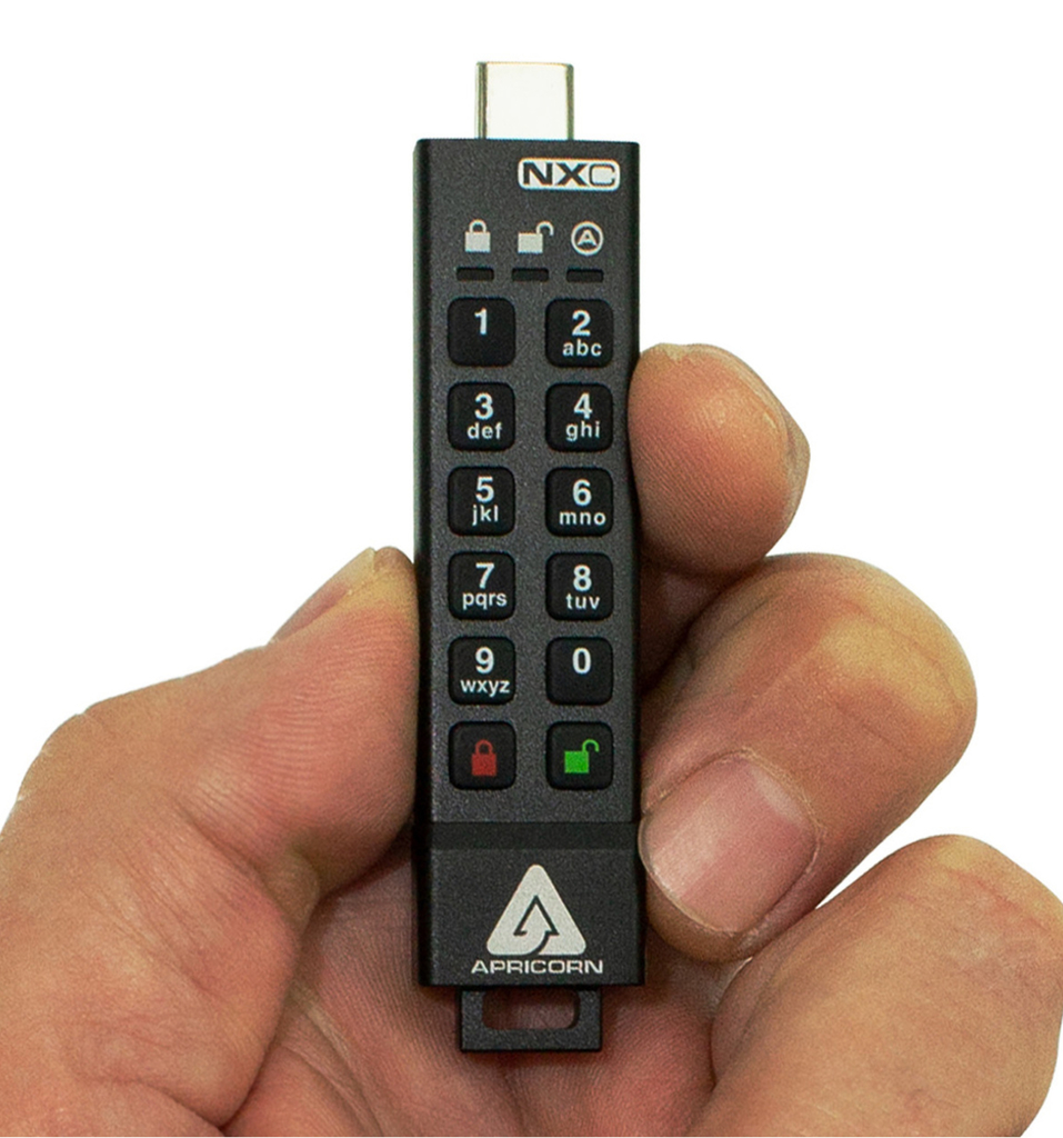 Apricorn Aegis Secure Key 3NXC 128GB | USB Flash Drive | Super Velocidade USB-C 3.2 Robusto | FIPS 140-2 256-Bits | Modo Administrador e Usuário Separados | Primeira Chave Flash Criptografada do Mundo | KIT2 na internet