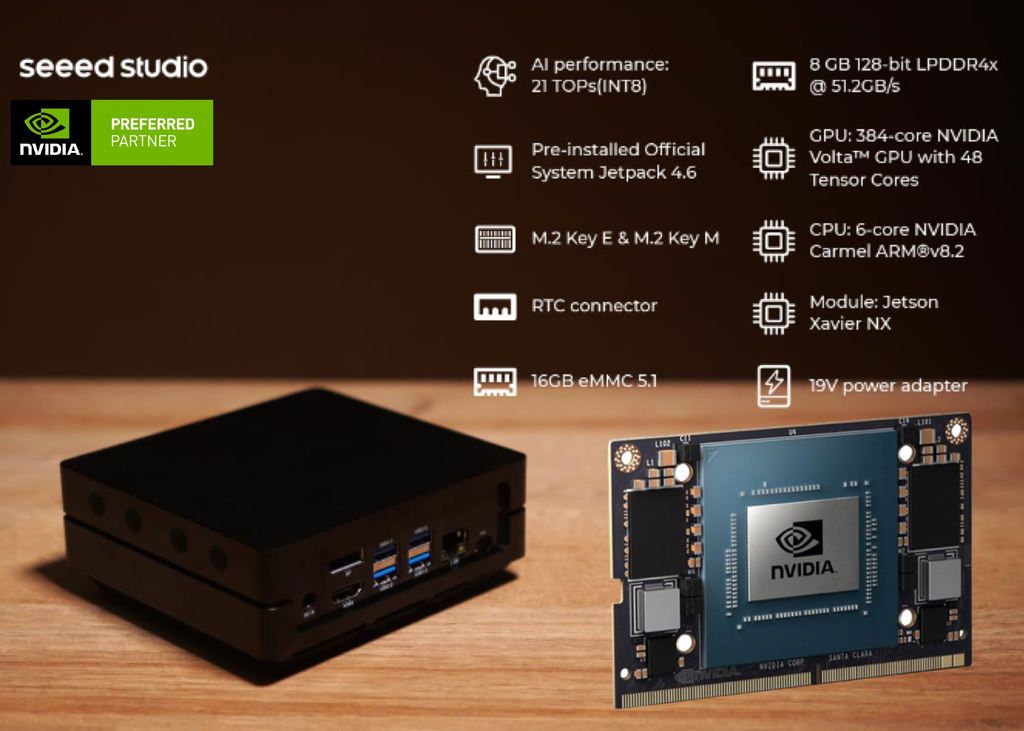 Seeed Studio reComputer J2012 | Mini PC com 21 TOPs | Edge AI Device com Jetson Xavier NX Module 16GB | 384-core NVIDIA Volta GPU | JetPack Pré-Instalado | Alternativa ao NVIDIA Jetson Xavier NX Developer Kit en internet