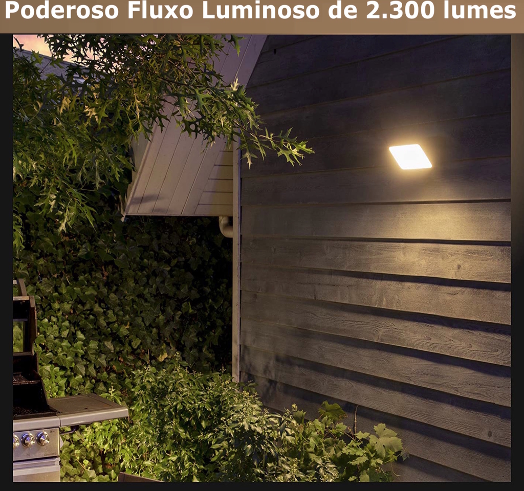 Philips Hue Discover Outdoor Floodlight l Luminária de Parede l Projetor de Segurança l Poderoso Fluxo Luminoso 2.300 lumen l LED Integrado l Compatível com a Alexa, Apple Homekit & Google Assistant | Requer Hue Bridge - Loja do Jangão - InterBros