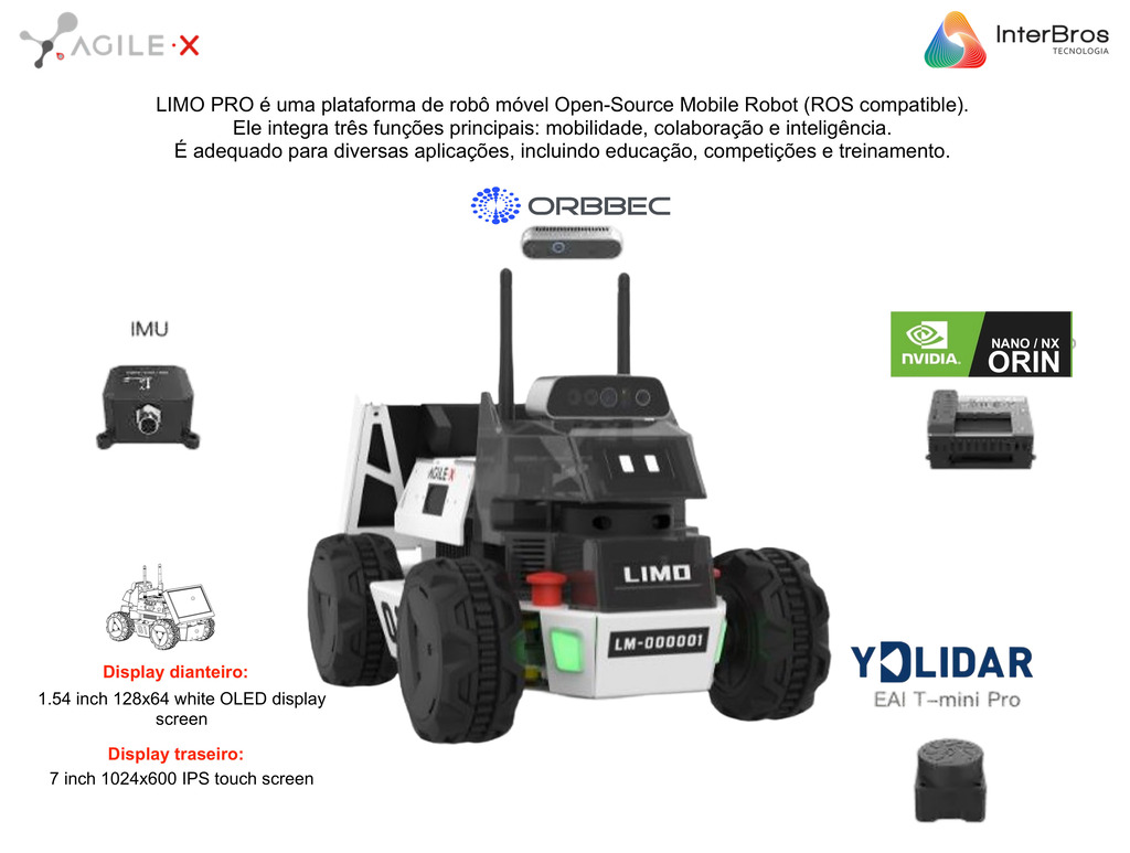 Agilex LIMO , Open-Source Mobile Robot (ROS compatible) , Autonomous 4X4 Mobile Robot , Artificial Intelligence , Educacional , Pesquisa , Competição , +12 anos - loja online