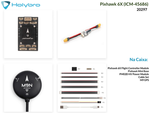 Holybro Pixhawk 6X (ICM-45686) + GPS + Power , 20315 , 20314 , 20301 , 20302 , 20296 , 20297 - Loja do Jangão - InterBros