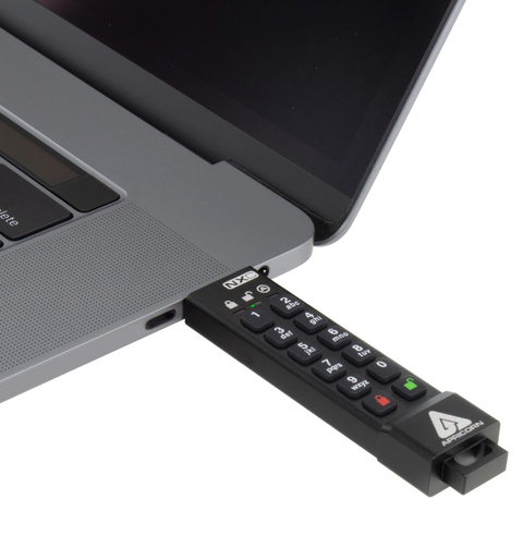 Apricorn Aegis Secure Key 3NXC 128GB | USB Flash Drive | Super Velocidade USB-C 3.2 Robusto | FIPS 140-2 256-Bits | Modo Administrador e Usuário Separados | Primeira Chave Flash Criptografada do Mundo | KIT2 - Loja do Jangão - InterBros