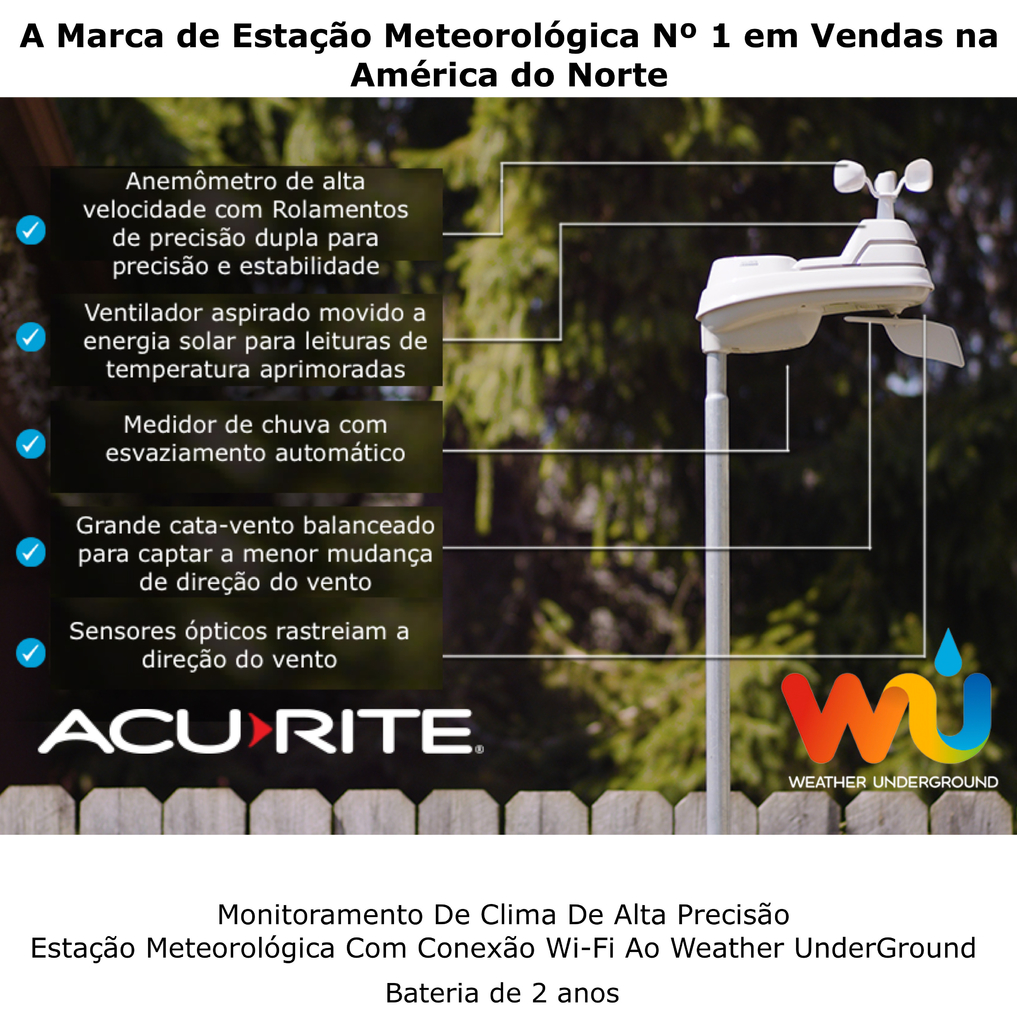 Estação Meteorológica Acurite 5 em 1 Com Weather Wunderground