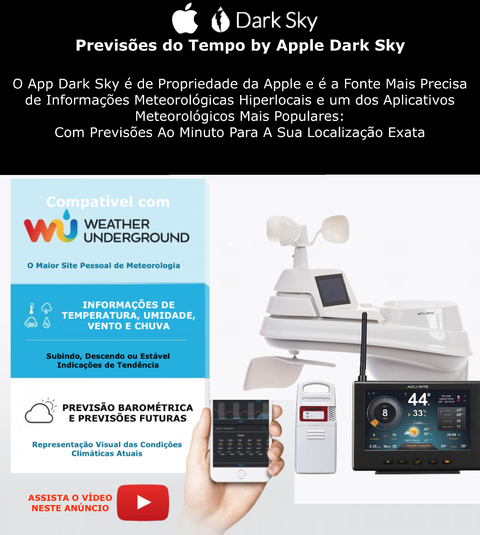 AcuRite 5-in-1 Estação Meteorológica Display Touch Screen de Alta Definição Sensor Raios Previsões by Dark Sky Compatível com Weather Underground WiFi - buy online