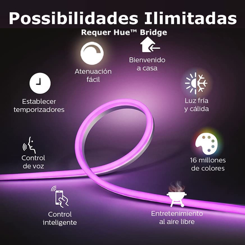 Philips Hue White & Color Ambiance Outdoor Smart LightStrip l Fita de Led Outdoor 2 mts l 2ª Geração l Fluxo Luminoso 850 lumen l Compatível com a Alexa, Apple Homekit & Google Assistant | Requer Hue Bridge - loja online