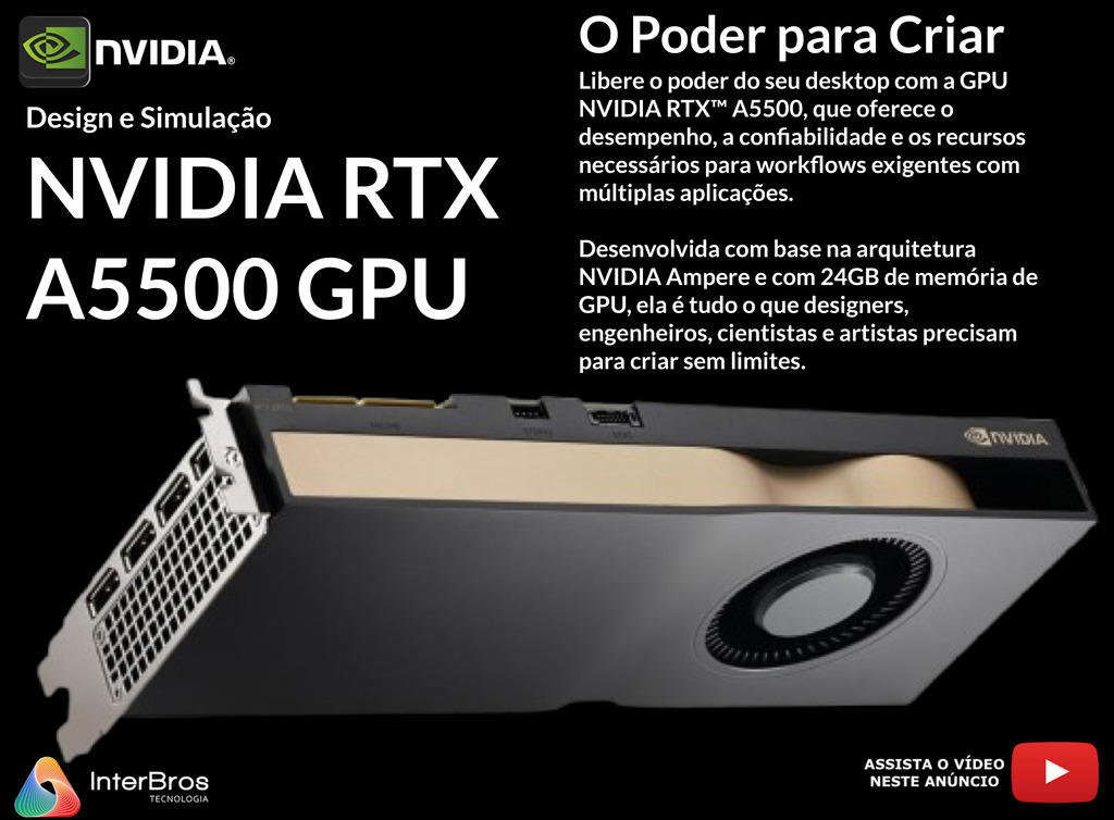 NVIDIA Quadro PNY RTX A5500 , 24GB DDR6, PCIe 4.0 x16 , Ampere Architecture , VCNRTXA5500-PB / VCNRTXA5500-SB - comprar online