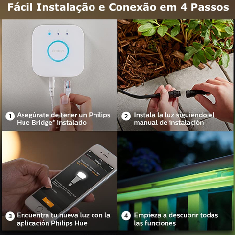 Philips Hue White & Color Ambiance Outdoor Smart LightStrip l Fita de Led Outdoor 5 mts l 2ª Geração l + 500 lumen do que a Geração Anterior l Poderoso Fluxo Luminoso 2.100 lumen l Compatível com a Alexa, Apple Homekit & Google Assistant | Requer Hue Bridge - Loja do Jangão - InterBros