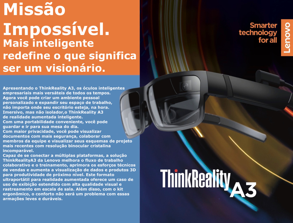Lenovo ThinkReality A3 PC Edition Smart Glasses 20V7Z9AKXX , Industrial Edition XXXX008150 - comprar online