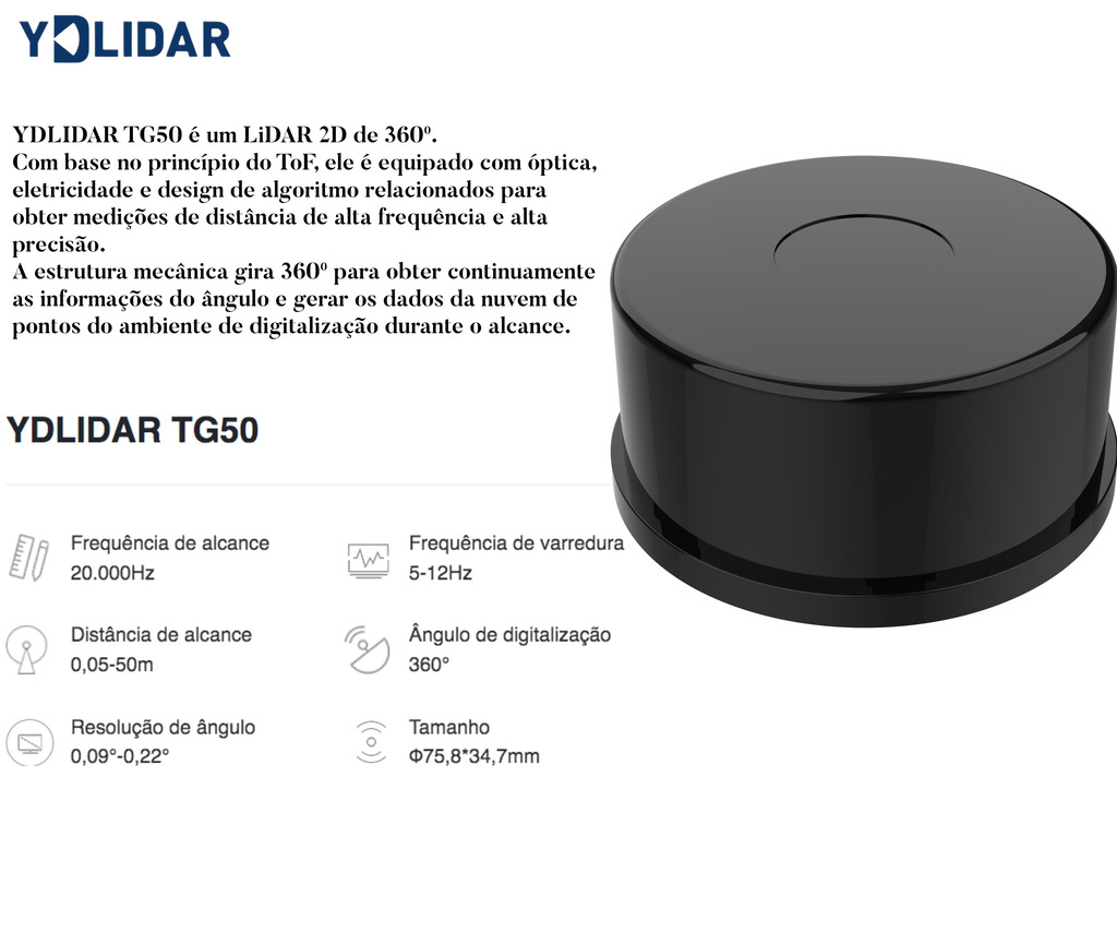 YDLIDAR TG50 360º 2D LiDAR Laser Scanner IP65 50 mts - buy online