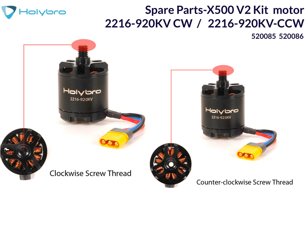 HOLYBRO Spare Parts-X500 V2 Kit Motor 2216-920KV CW , 2216-920KV CCW , 520085 , 520086 - comprar online