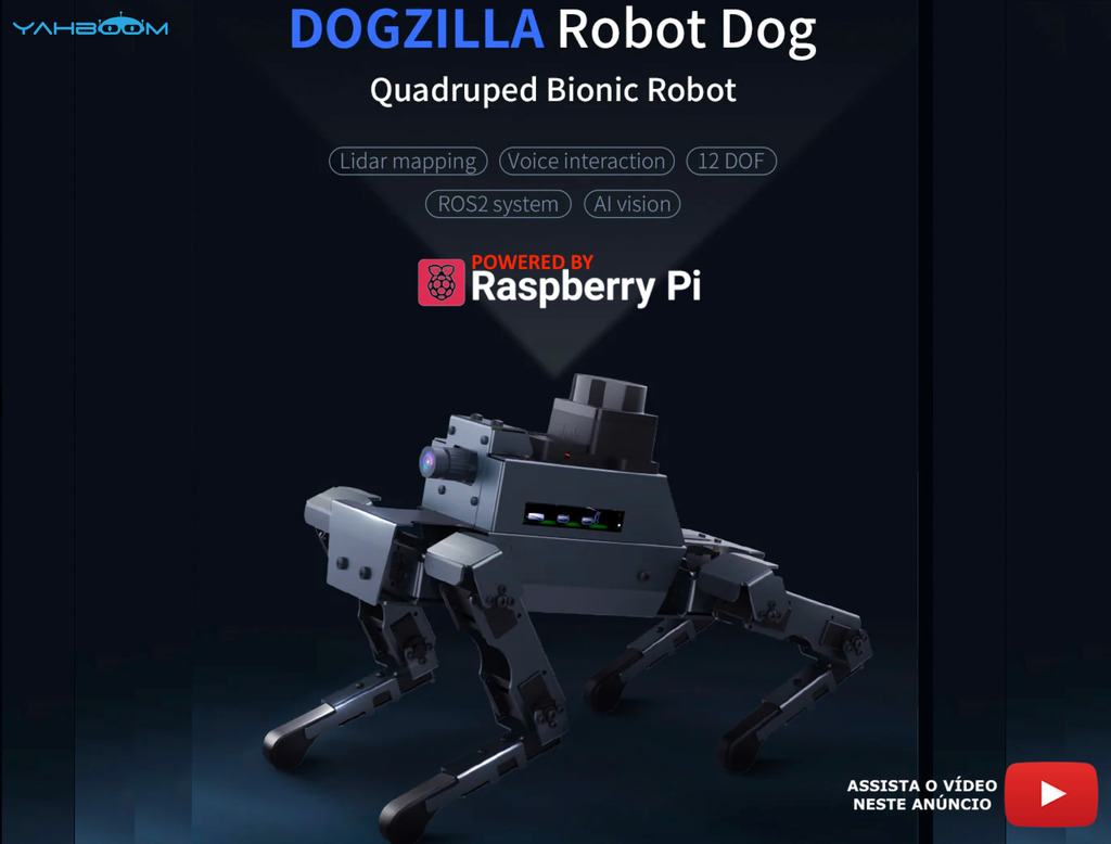 Yahboom 12DOF ROS2 Robot Dog DOGZILLA S2 , AI Vision, Support Lidar Mapping Navigation for Raspberry Pi 4B(Ubuntu 20.04+ROS2) - comprar online