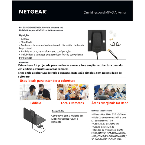 Netgear Antenna for M1/M5/M6/M6 Pro , Omnidirectional MIMO Antenna , 3G/4G/5G Antenna en internet