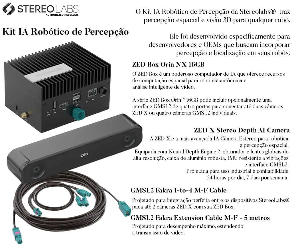 StereoLabs Robotics Perception AI Kit , NVIDIA Jetson Orin NX 16GB , ZED X Stereo Depth Camera , Vision Sensors for Robotic Perception - comprar online