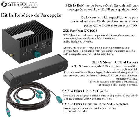 StereoLabs Robotics Perception AI Kit , NVIDIA Jetson Orin NX 16GB , ZED X Stereo Depth Camera , Vision Sensors for Robotic Perception - comprar online