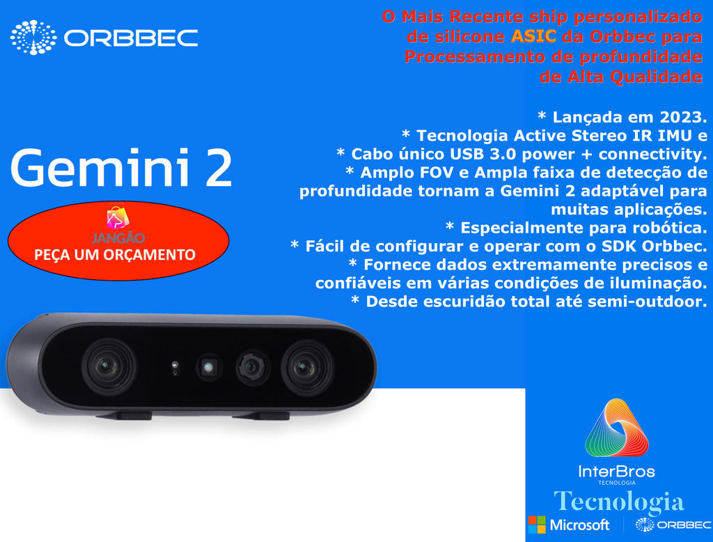 Orbbec Stereo Vision 3D Camera Gemini 2 , Sterero Depth Camera - comprar online