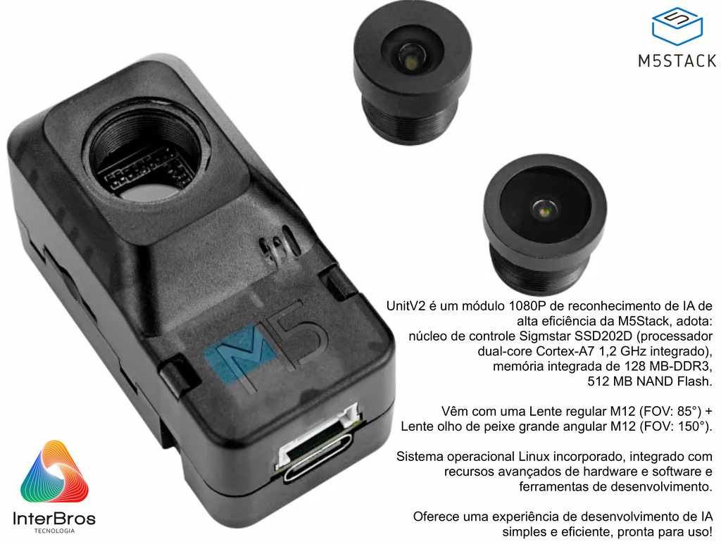 M5STACK UnitV2 M12 AI Developer Kit Version with Cameras , U078-M12 - comprar online