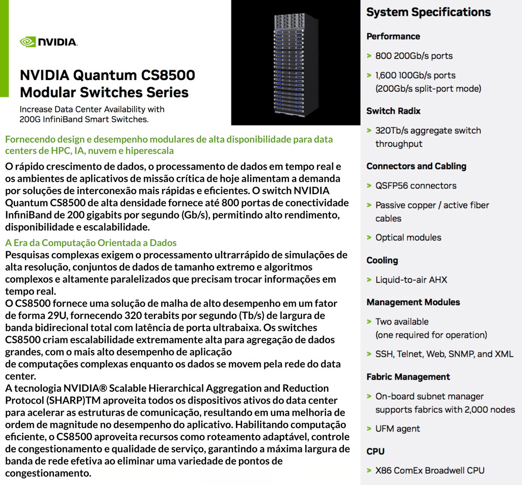 NVIDIA Mellanox Quantum CS8500 Modular InfiniBand Smart Switches , 200GB/s - comprar online