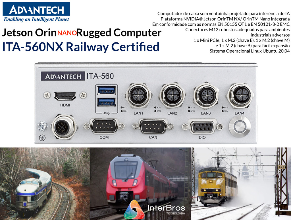 Advantech ITA-560Nano Jetson Orin Nano Rugged Computer Railway Certified , EN 50155 & EN 50121 Railway Power Standard - buy online