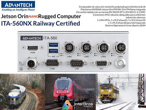 Advantech ITA-560Nano Jetson Orin Nano Rugged Computer Railway Certified , EN 50155 & EN 50121 Railway Power Standard - comprar online