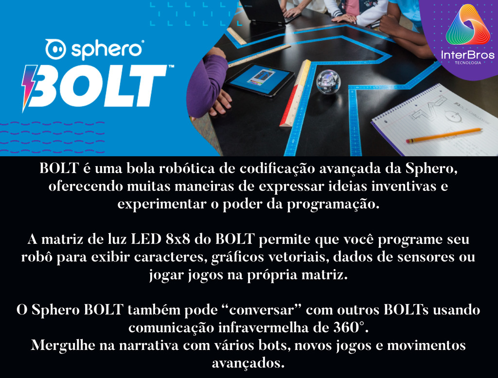 Sphero BOLT: Robot Ball habilitado para aplicativo com sensores programáveis + matriz de LED, infravermelho e bússola - Brinquedo educacional STEM para crianças - Aprenda JavaScript, Scratch e Swift na internet