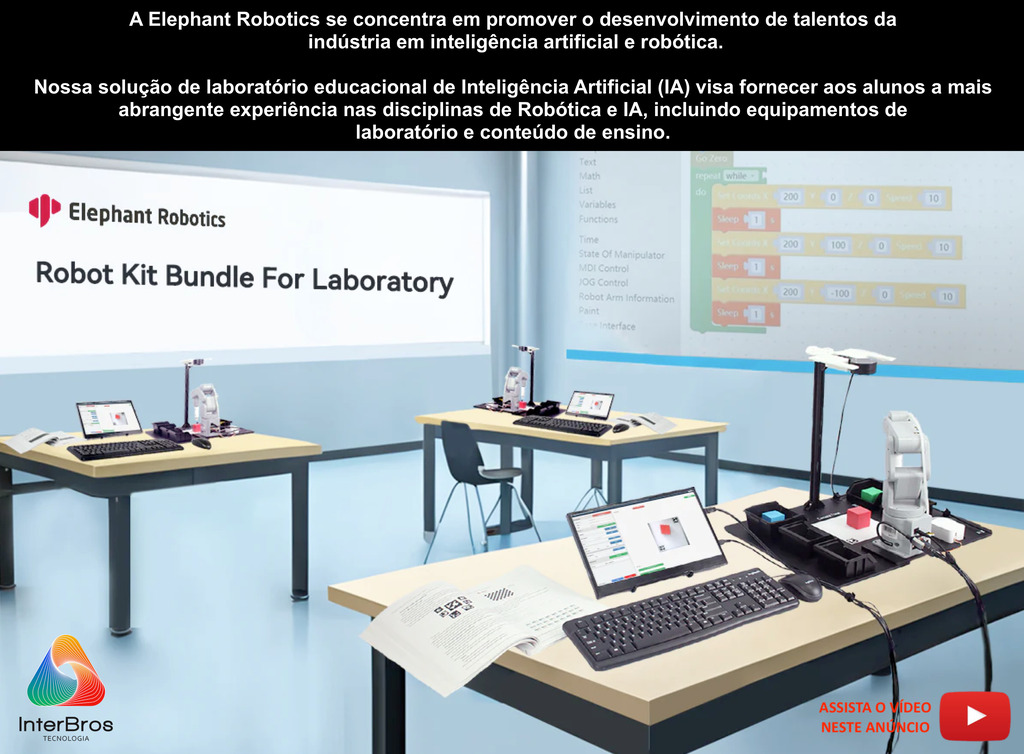 Elephant Robotics Robot Kit Bundle For Laboratory , 5 MechArm Pi + 5 AI Kits Artificial Intelligence , Braços Robóticos , Educacional , Treinamento , Pesquisa , +12 anos na internet