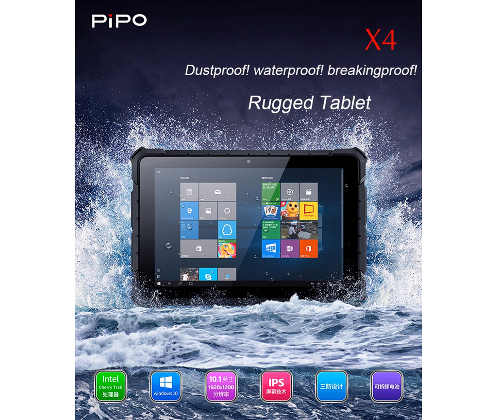 PiPO X4 , Windows 10 , Display 10.1" , IP67 Rugged Tablet , Intel Pentium 6GB 128GB , Waterproof - comprar online