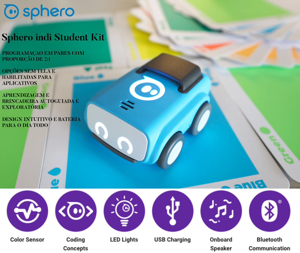 Sphero Indi Student Kit: Robô de aprendizagem STEAM sem tela para a escola - Envolva alunos a partir de 4 anos - Apresente os fundamentos da ciência da computação - Projete e crie labirintos - Aprenda conceitos de codificação - comprar online