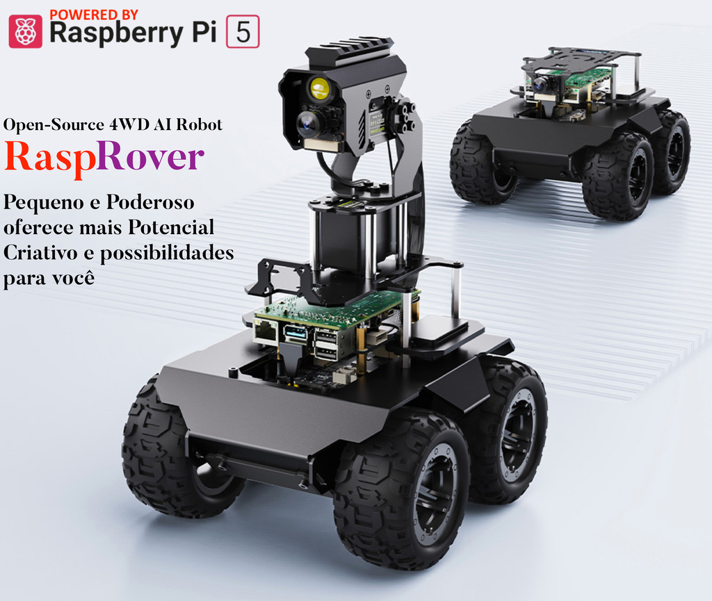 WaveShare RaspRover Open-source 4WD AI Robot, Dual controllers, All-metal Body, Computer Vision, Raspberry Pi 5 - buy online