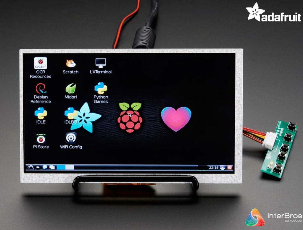 AdaFruit Display 7" no Touch HDMI 4 Pi with Mini Driver , 800x480 HDMI 1933 - buy online