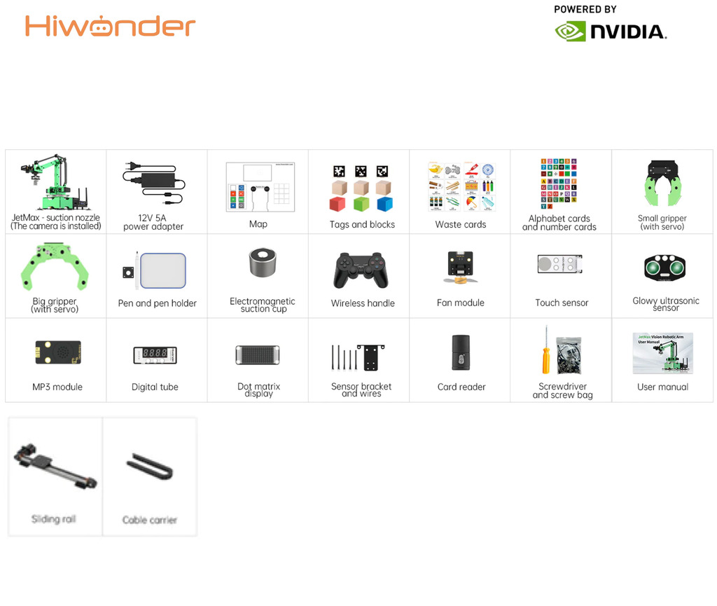 Hiwonder JetMax Advanced Kit NVIDIA JETSON NANO Robot Arm Open Source Vision Recognition Program Robot with Electric Sliding Rail Support ROS Python - buy online