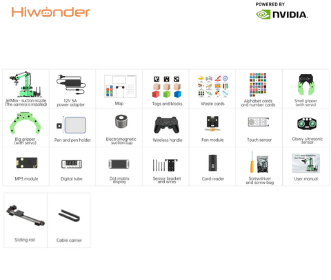 Hiwonder JetMax Advanced Kit NVIDIA JETSON NANO Robot Arm Open Source Vision Recognition Program Robot with Electric Sliding Rail Support ROS Python - buy online