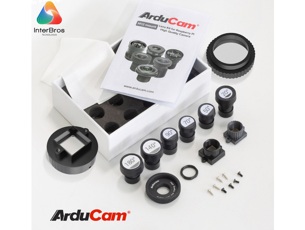 Arducam M12 Lens Kit 6 for Raspberry Pi High Quality IMX477 Camera, Fisheye , Wide Angle , Telephoto M12 Camera Lenses with Lens Adapter LK003 - Loja do Jangão - InterBros