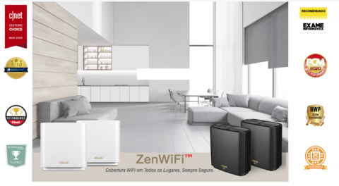 Asus ZenWiFi XT8 Sistema aiMesh AX6600 Tri-Band Wifi6 | Setup Fácil | 3 SSID | Controle dos Pais | Cobertura de 510 m² & 6+ Rooms | Incluída Segurança de Internet Vitalícia on internet