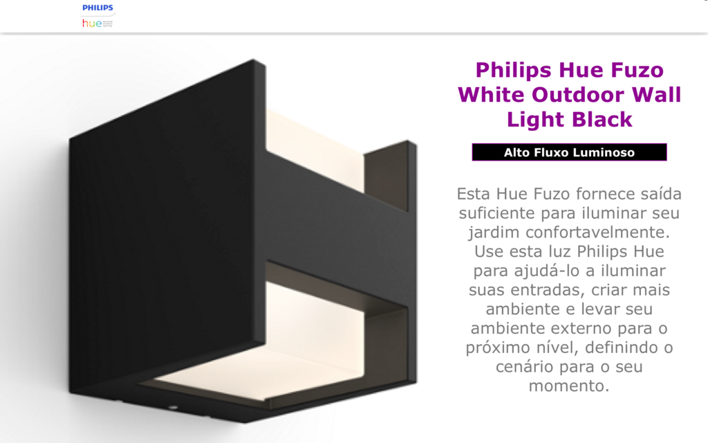 Philips Hue Fuzo Edge White LED Smart Outdoor Wall Light | Luminária de Parede | Compatível com a Alexa, Apple Homekit & Google Assistant | Requer Hue Bridge - comprar online