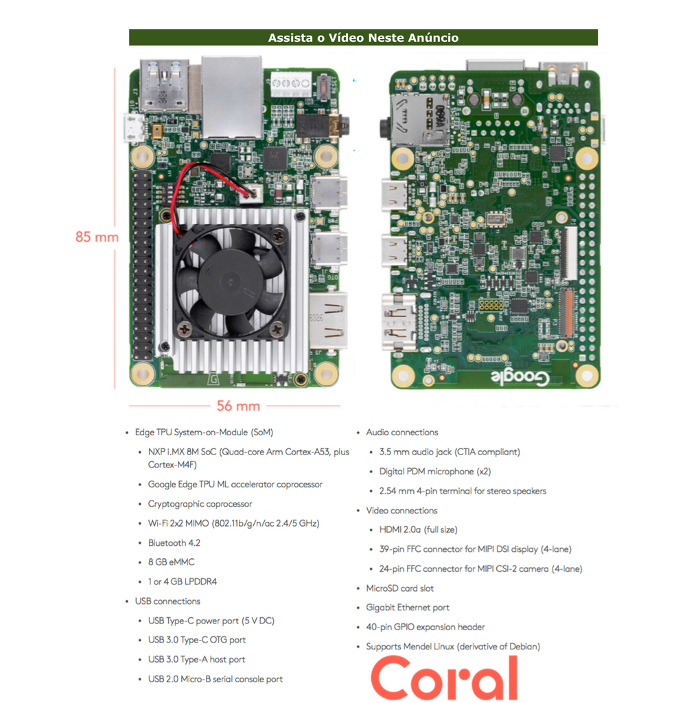 Coral Dev Board 1GB RAM + Coral Camera Module - comprar online