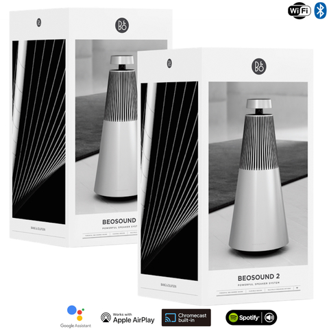 Bang & Olufsen Beosound 2 l 2-Pack l Natural Aluminium l Wireless Multiroom Speaker l Auto Falante Multi-Room 360º l Acoustic Lens Technology l WiFi & Bluetooth l Chromecast & Google Assistant Integrados l Compatível com Apple 2 & Spotify Connect l Recomendado para áreas de 10m² até 120m² na internet