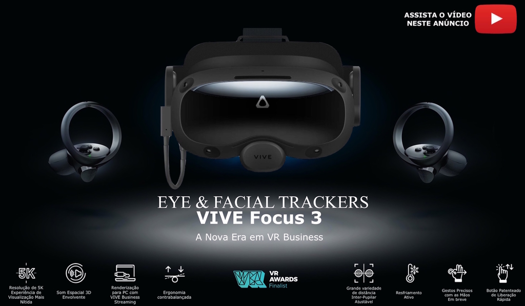 HTC VIVE VR FOCUS 3 EYE & FACIAL TRACKING , VIVE Sync , MetaHuman , A nova era da VR empresarial - comprar online