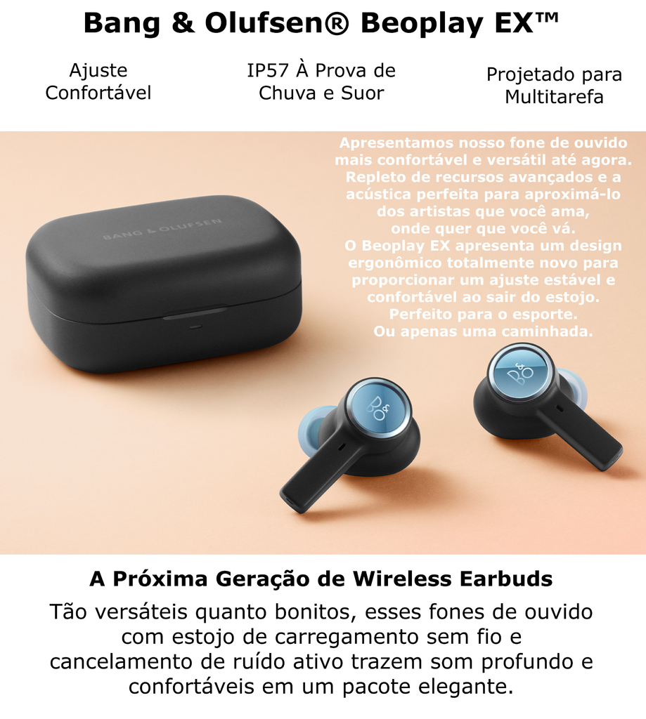 Bang & Olufsen Beoplay EX | Wireless Bluetooth Earphones | Com Microfone e Cancelamento de Ruído Ativo | 20 horas de Reprodução | Ajuste confortável À Prova de Chuva e Suor | Feito para Multitarefa | Escolha a Cor - buy online