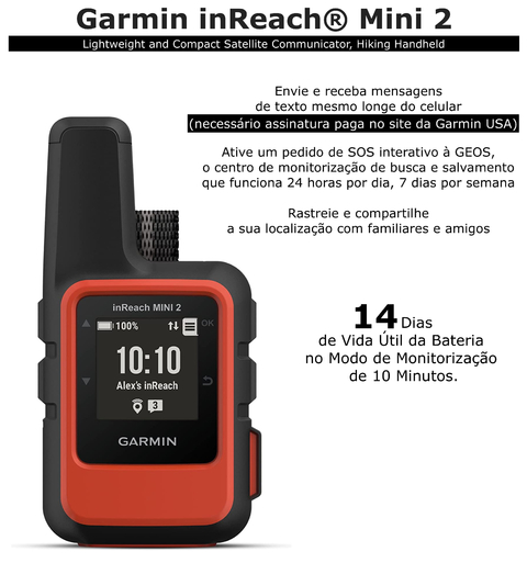 Garmin inReach Mini 2 Compact Satellite Communicator | + Mini Dive Case | + BackPack | Hiking Handheld | Comunicador via Satélite e Navegação GPS | Mensagens bidirecionais | 100% de Cobertura Global via Satélite com Iridium | SOS Interativo Global Bidirecional | Rastreamento e Compartilhamento de Localização | 14 Dias de Bateria - buy online