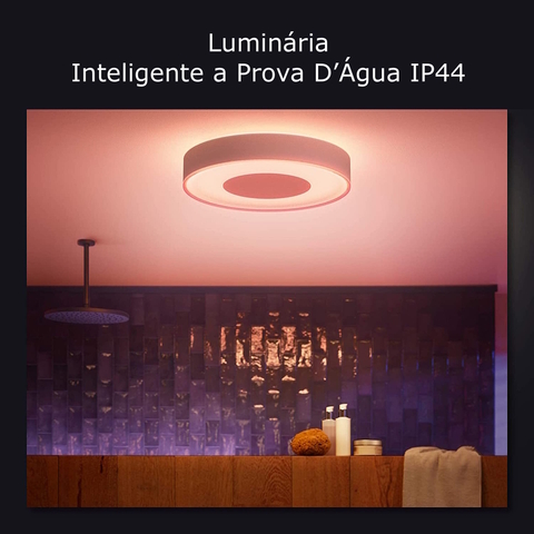 Philips Hue White & Color Ambiance Xamento Medium l Bathroom Smart Ceiling l Luminária Plafon de Teto Inteligente Média l Feita para Banheiros l A Prova D' Água l WiFi e Bluetooth l Fluxo Luminoso 2.350 lumen l LED Integrado l Compatível com Alexa, Apple Homekit & Google Assistant l Requer Hue(TM) Bridge - comprar online